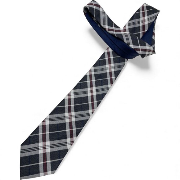 Tommy Hilfiger Silk Tie Plaid Black Red Gray Vintage 90's No Import Duty Fees - Picture 2 of 6